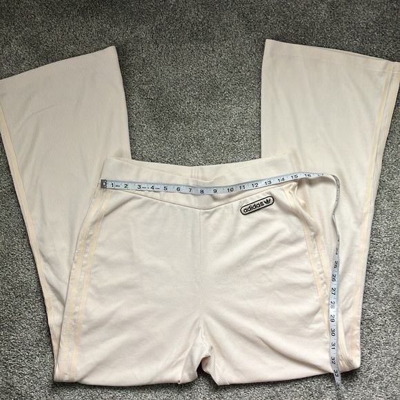 Adidas Leisure Set High Waist Bells and Long Sleeve Mock-neck Crop in Cream - Picture 6 of 11